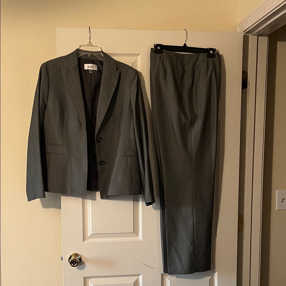 Le Suit Charcoal Blazer and Trousers Set
